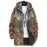 Men's Printed Hooded Two-Pocket Plush Thickened Long-Sleeved Cardigan Jacket 64168962YY