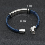 Men's Casual Leather Braided Titanium Steel Leather Bracelet 62134799YM