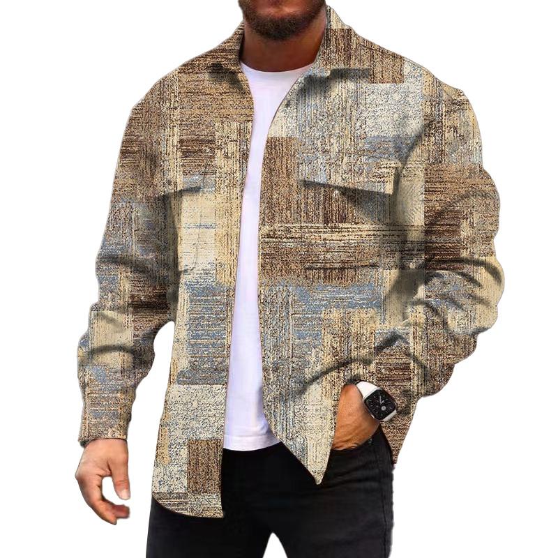 Men's Corduroy Print Long Sleeve Jacket 36777629DL