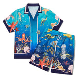 Men's 2 Pice Retro Printed Hawaii Short Sleeve Shirt and Shorts Sets 75622295YY