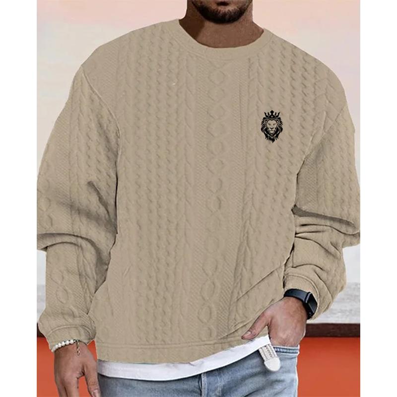 Men's Jacquard Thick Knit Twist Sweater 20453810YM