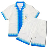 Men's 2 Pice Retro Printed Hawaii Short Sleeve Shirt and Shorts Sets 22873625YY