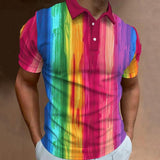 Men's Pride Rainbow Printed Short Sleeve Polo Shirt 43157672YY