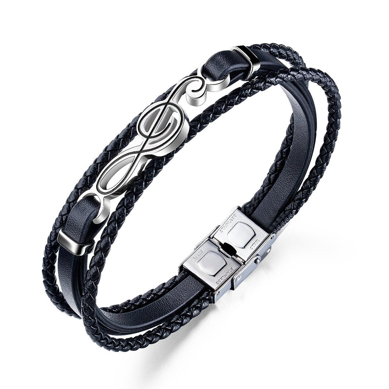 Men's Woven Musical Note Leather Bracelet 41750331YM