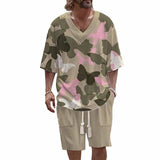 Men's Camouflage Butterfly Casual Short Sleeve Suit 88876788YY