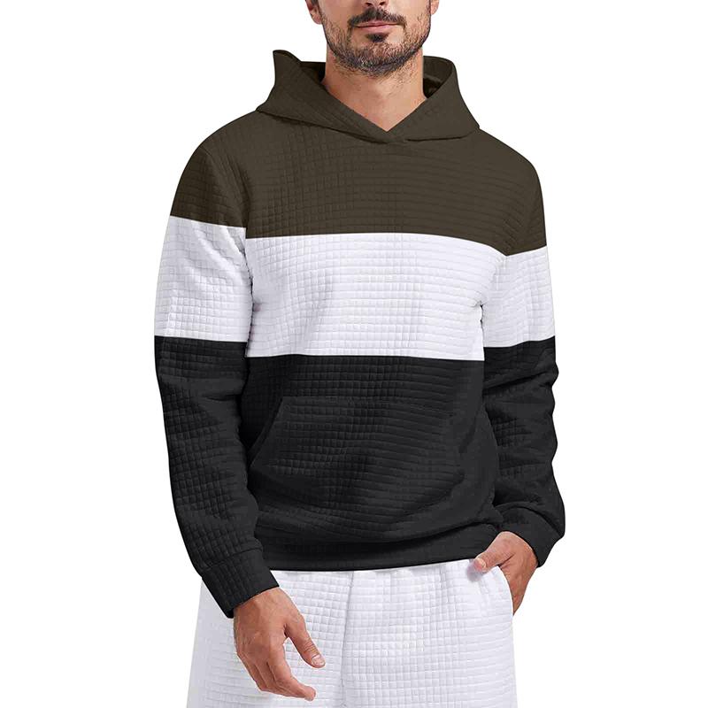 Men's Color Block Hooded Pullover Sweatshirt 85625670YM