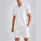 Men's 2 Piece Casual Polo Short-sleeved Shirt Shorts Suits 03775312YY