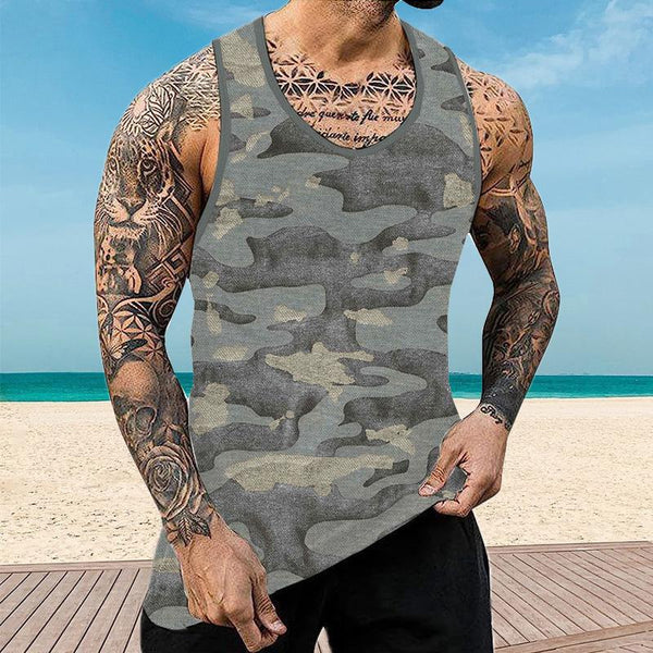 Men's Retro Camouflage Printed Muscle Fit Tank 83064848YY