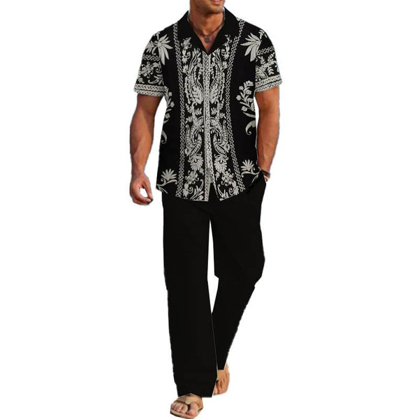 Men's Casual Printed Short Sleeve Shirt Set 20068078YY