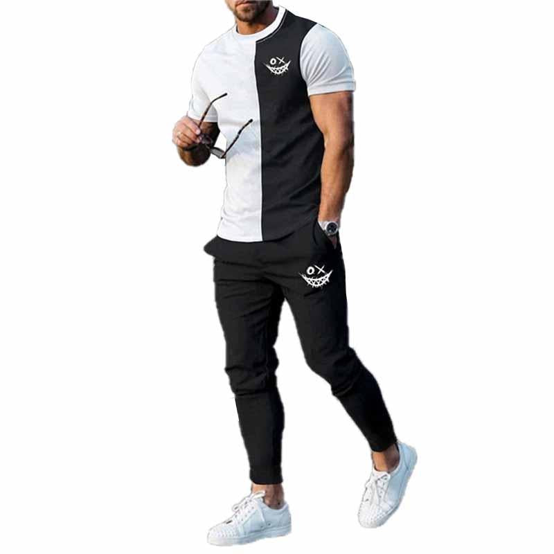 Men's 2 Pice 3D Printed Short Sleeve Tee and Sweatpants Sets 31156644YY