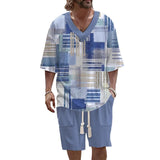 Men's Art Casual Printed Short Sleeve Suit 29463822YY