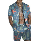 Men's Hawaiian Casual Set Short Sleeve Shirt Set 92019384L