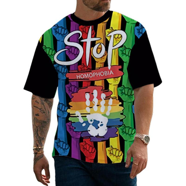 Unisex Stop Homophobia Print Casual T-shirt 49018558YY
