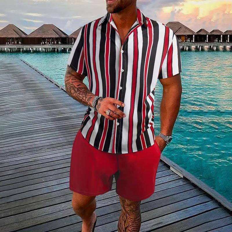 Men's Beach Casual Short Sleeve Shirt Suit 44671059YM