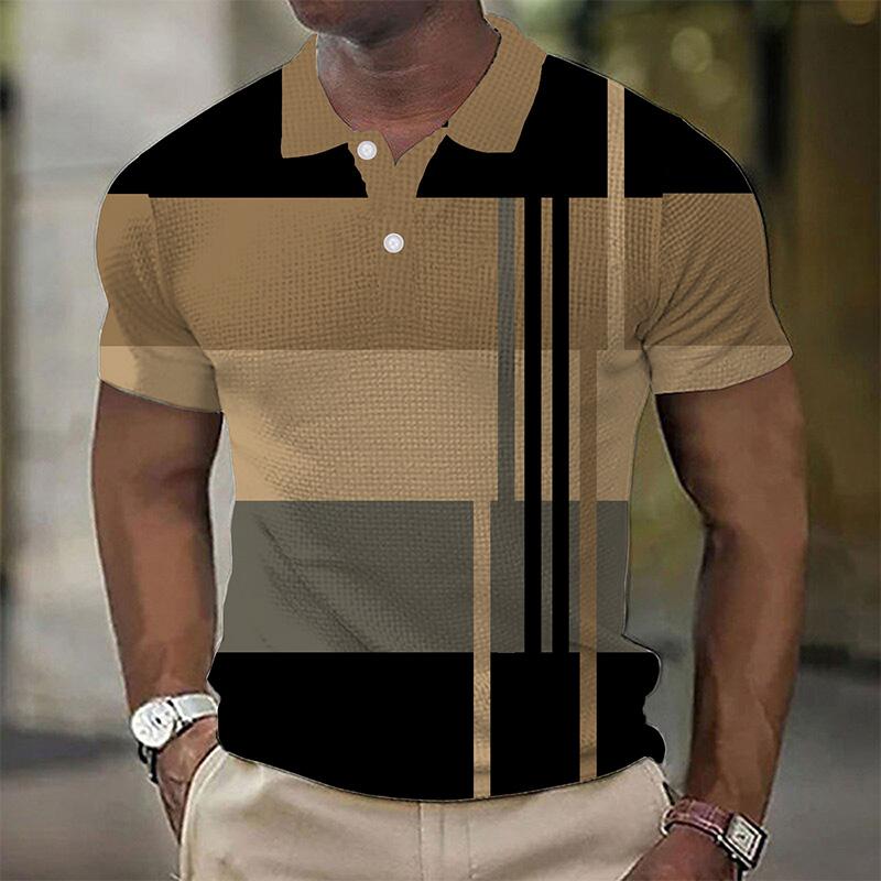 Men's Summer Waffle Casual Short Sleeve POLO Shirt 76341028YM