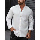 Men's Solid Button Up Long Sleeve Shirt 19467550YM