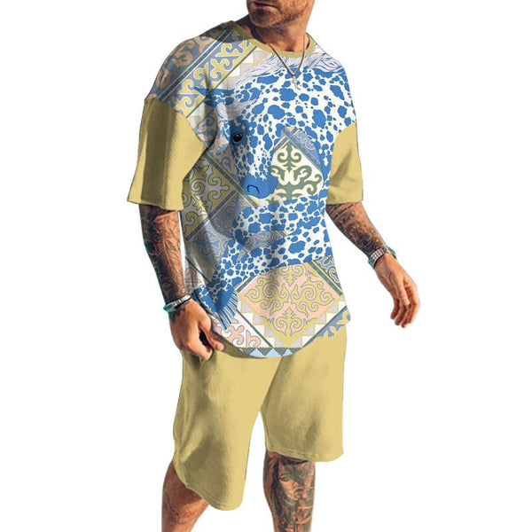 Men's Horse Printed Shorts Short-Sleeved T-Shirt Casual Sets 23725636YY