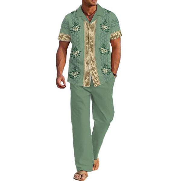 Men's Casual Printed Short Sleeve Shirt Set 05202300YY