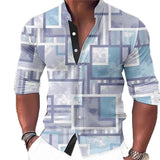 Men's Color Block Stand Collar Long Sleeve Shirt 16880469YY