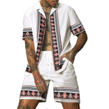 Men's Casual Printed Short Sleeve Shirt Set 82592162YM