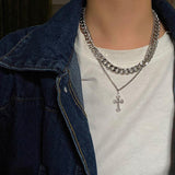 Men's Vintage Double Cross Necklace 25235418YM