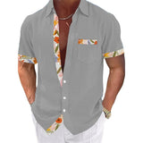 Men's Casual Hawaiian Lace Lapel Short Sleeve Shirt 27183553YM