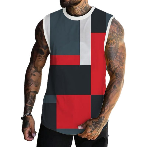 Men's Spring/Summer Printed Regular Fit Crew Neck Vest 12009339YM