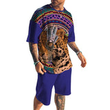 Men's Leopard Printed Shorts Short-Sleeved T-Shirt Casual Sets 90773353YY