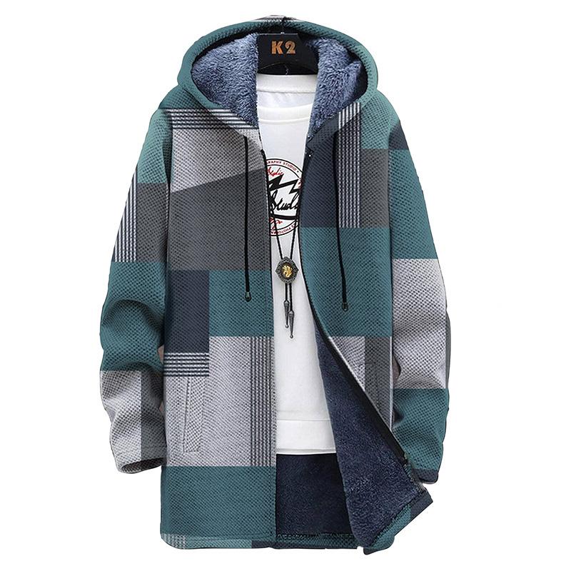 MEN'S PRINTED HOODED TWO-POCKET FLEECE CARDIGAN JACKET 84519711YM ...