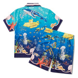 Men's 2 Pice Retro Printed Hawaii Short Sleeve Shirt and Shorts Sets 75622295YY