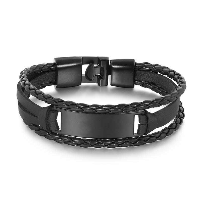 Stylish Braided Leather Bracelet 97940525YM