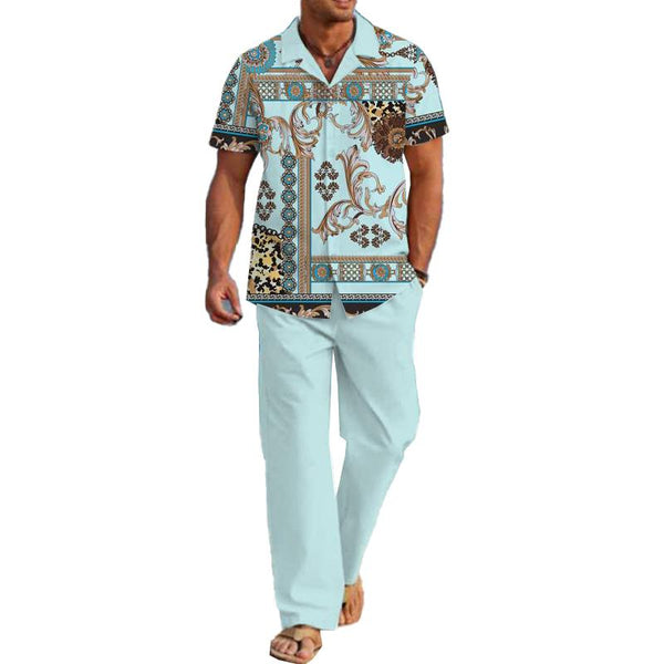 MEN'S CASUAL PRINTED SHORT SLEEVE SHIRT SET 95566870YM