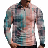 Men's 3D Geometric Lattice Printed Polo Shirt 30576166YY