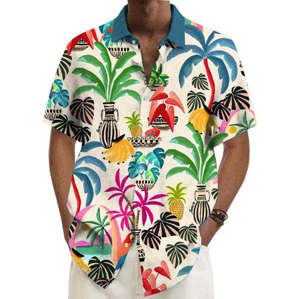 Men's Summer Holiday Trip Short-Sleeved Shirt 98533483YY