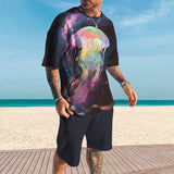 Men's Jellyfish Printed Shorts Short-Sleeved T-Shirt Casual Sets 23387675YY