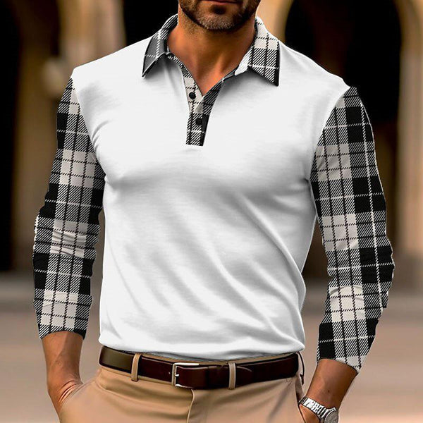 Men's Plaid Long Sleeve Polo Shirt 17771761YM