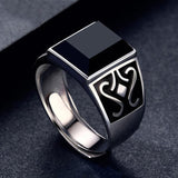 Mysterious Totem Ring Obsidian Ring Retro Oil Drop Gemstone Ring 05286359L