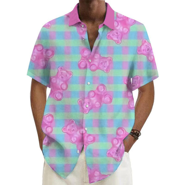Men's Gummy Bear Printed Short-Sleeved Shirt 37623854YY