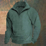 Men's Solid Color High-Neck Half Zip Sweatshirt 25735339YY
