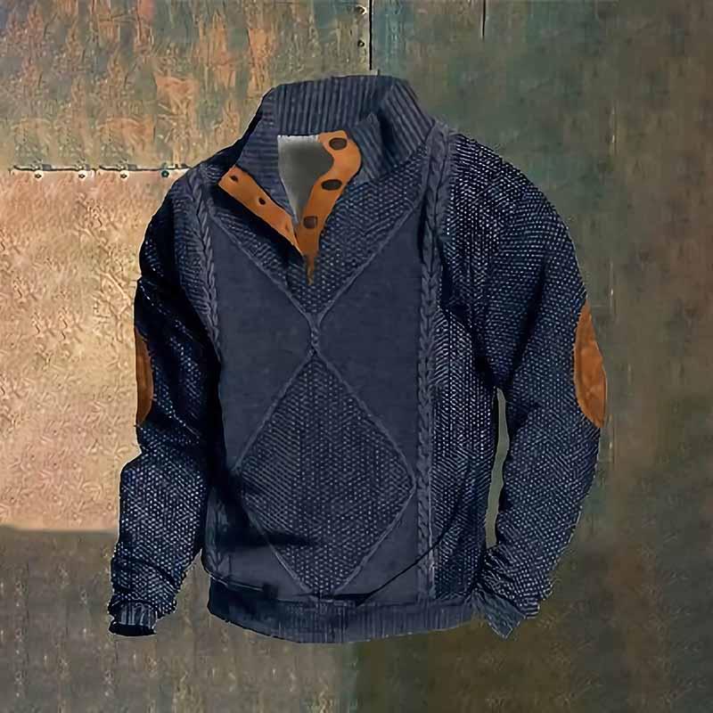 Men's Fashion 3d Printed Long-Sleeved Buckle Sweatshirt 21438041YY