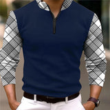 Men's Long Sleeve Color Block Polo Shirt 20700560L