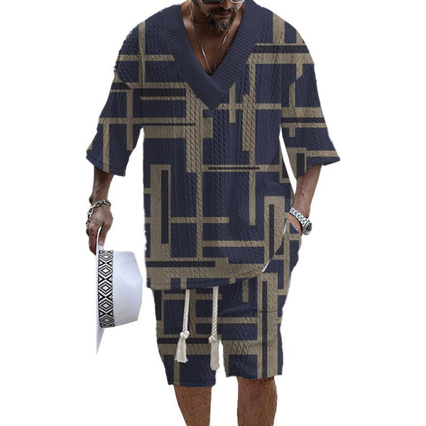 Men's Art Casual Printed Short Sleeve Suit 34437104YM