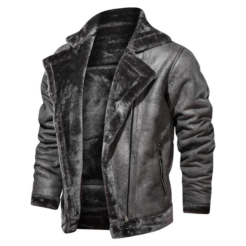 Men's Sherpa Leather Fleece Jacket 76526738YM