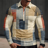 Men's Fashion Color Contrast Plaid Polo Shirt 05698509YY