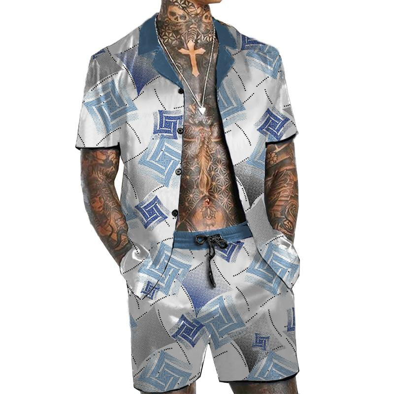 Men's Old-Money Hawaiian Short Sleeve Shirt Set 58247870YY