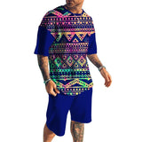 Men's Retro Printed Shorts Short-Sleeved T-Shirt Casual Sets 79603898YY