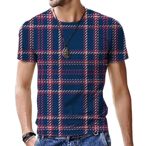 Men's Classic Plaid Round Neck Short Sleeve Tee 98212564YY