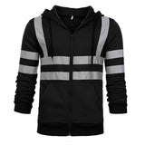 Men's Reflective Striped Fleece Hooded Jacket 12495004YM