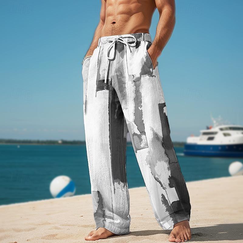 Men's Cotton and Linen Beach Casual Pants 13900025YY