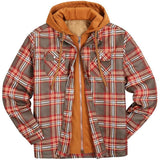 Men's Thick Cotton Plaid Long Sleeve Loose Hooded Jacket 12646708L